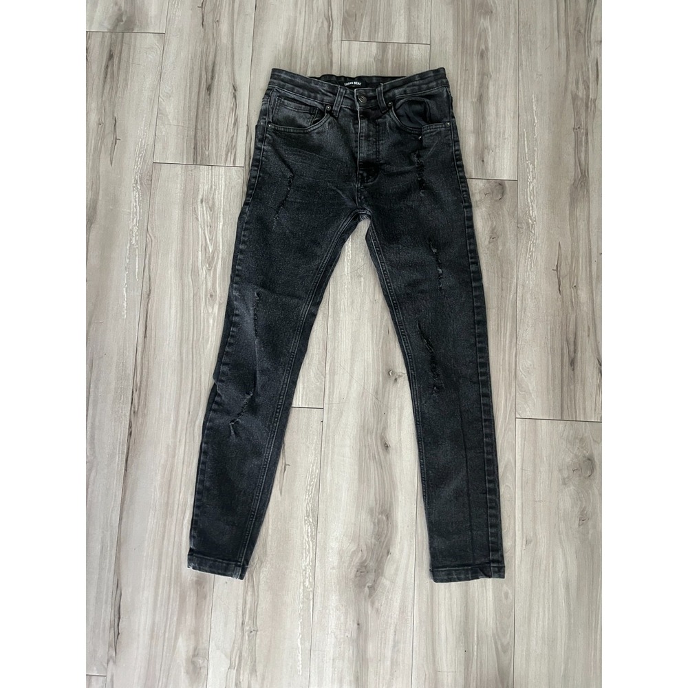 Urban Beast Skinny Jeans Womens 29x30 Black Denim Dark Wash Distressed Slim Fit
